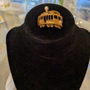 Tortolani Trolley Brooch with Pearl Detail 1950s